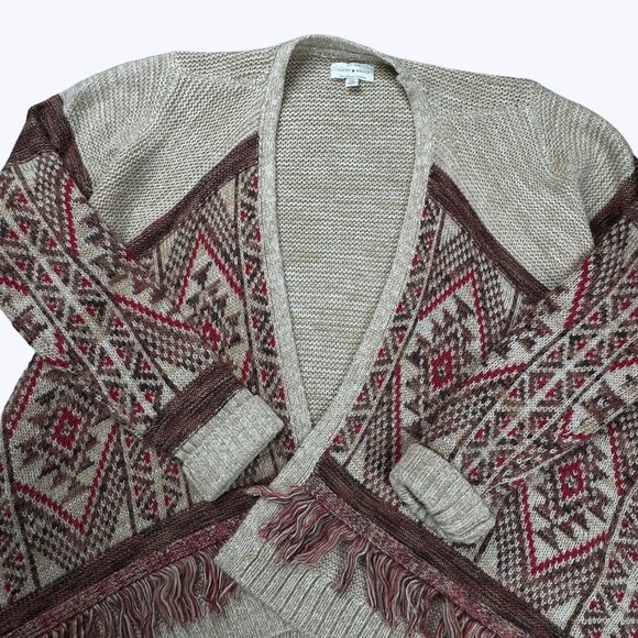 Lucky Brand Women's Open Cardigan Aztec Pattern Size Small Long Sleeve - Picture 3 of 10